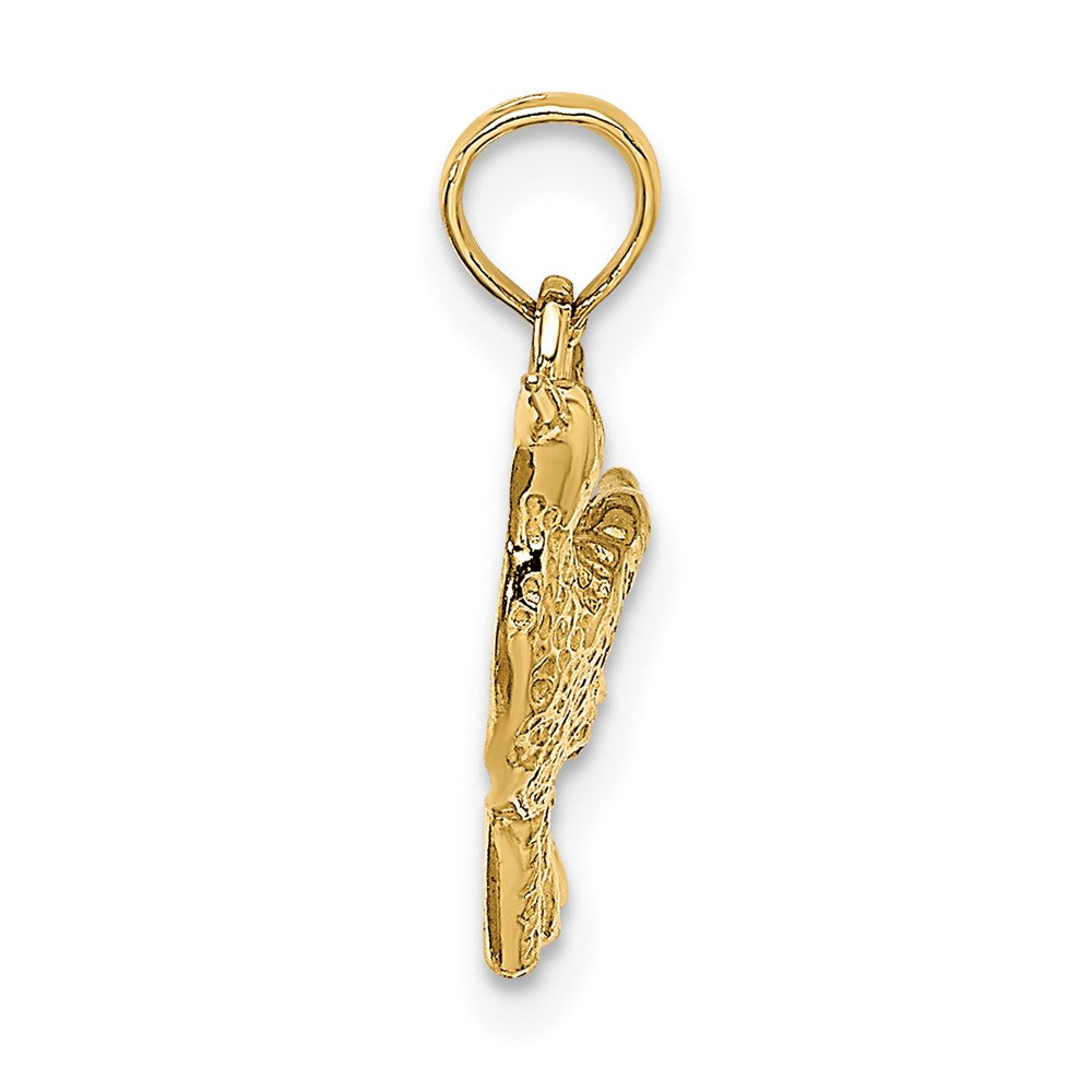 14K Yellow Gold Engraved Hummingbird Charm
