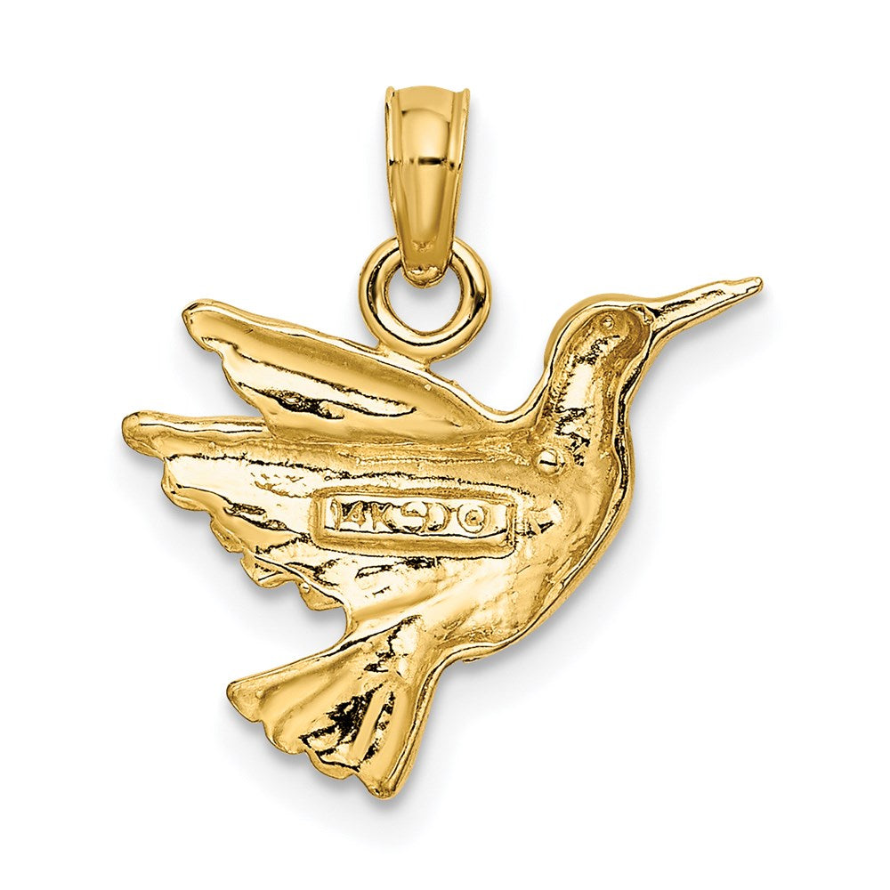 14K Yellow Gold Engraved Hummingbird Charm