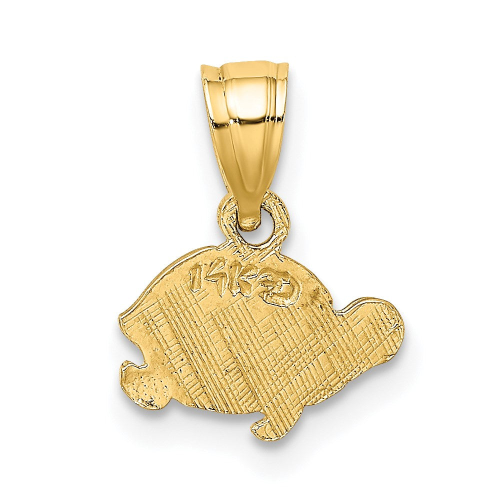 14K Yellow Gold Flat And Engraved Mini Turtle Charm
