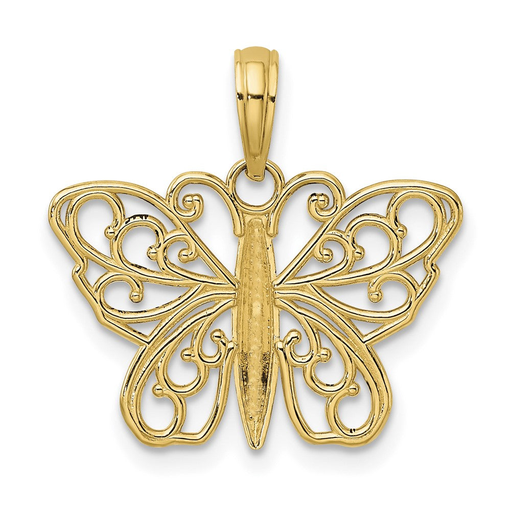 14K Yellow Gold Filigree Butterfly Charm