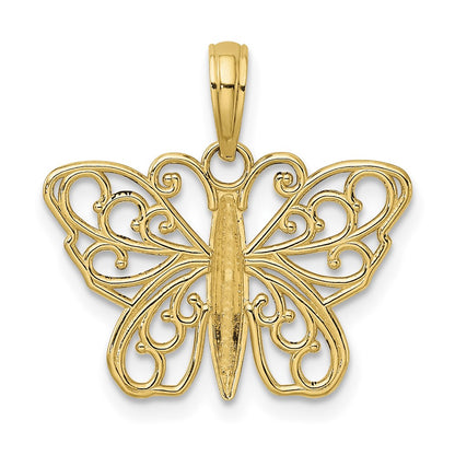 14K Yellow Gold Filigree Butterfly Charm