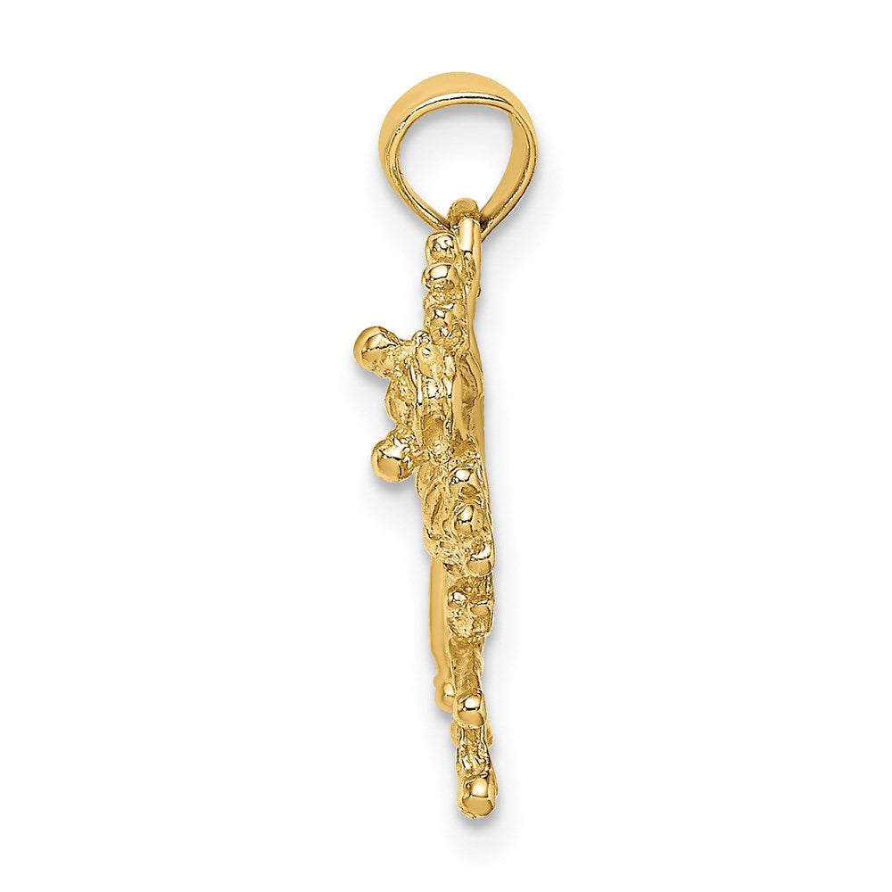 14K Yellow Gold 2-D Textured Frog Charm