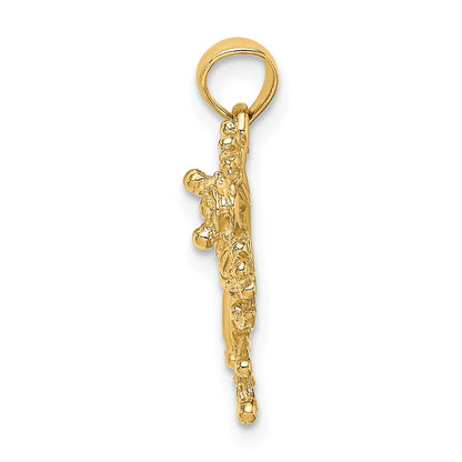 14K Yellow Gold 2-D Textured Frog Charm