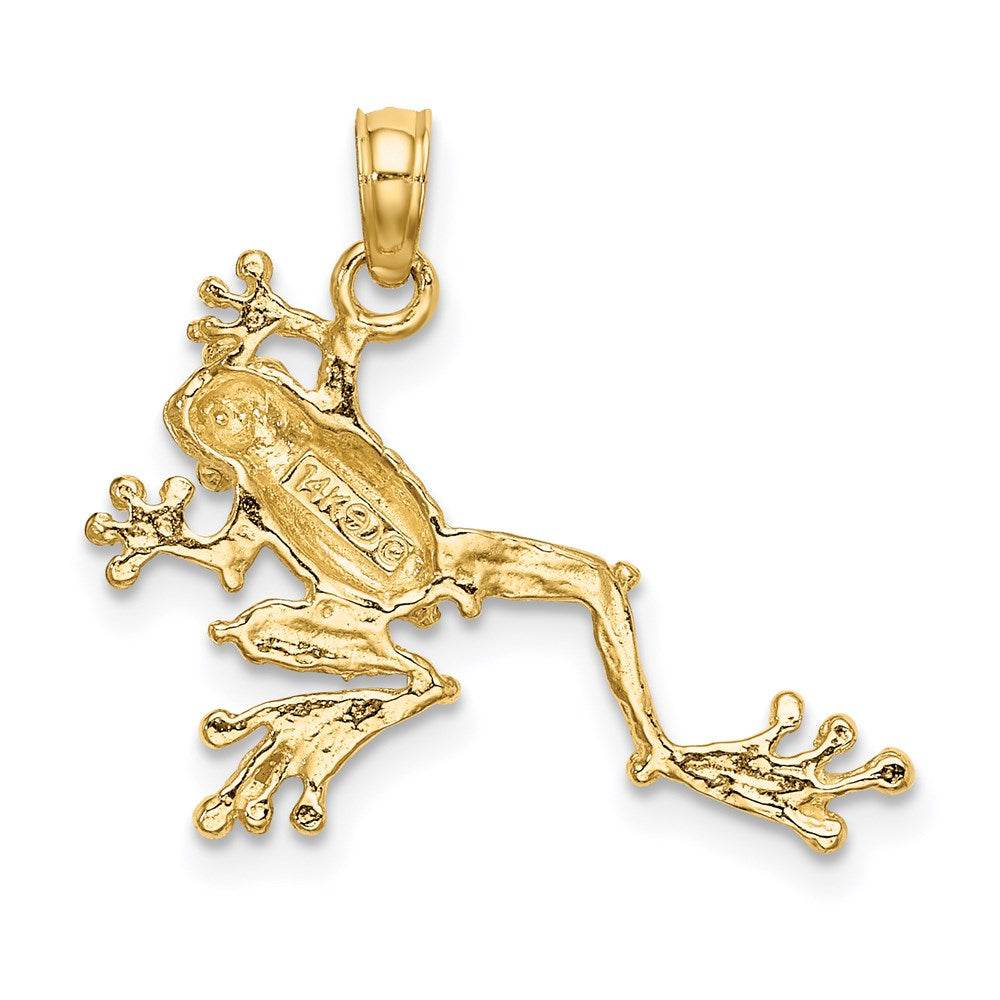 14K Yellow Gold 2-D Textured Frog Charm