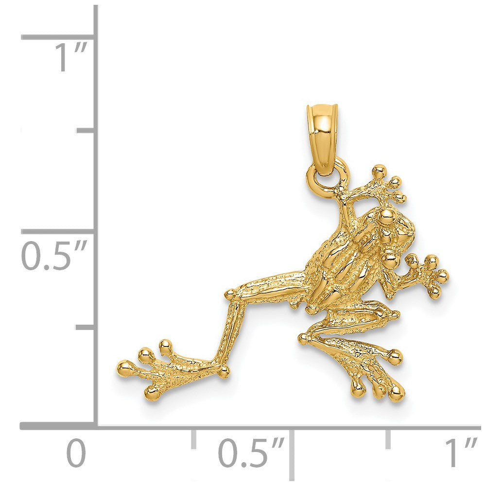14K Yellow Gold 2-D Textured Frog Charm
