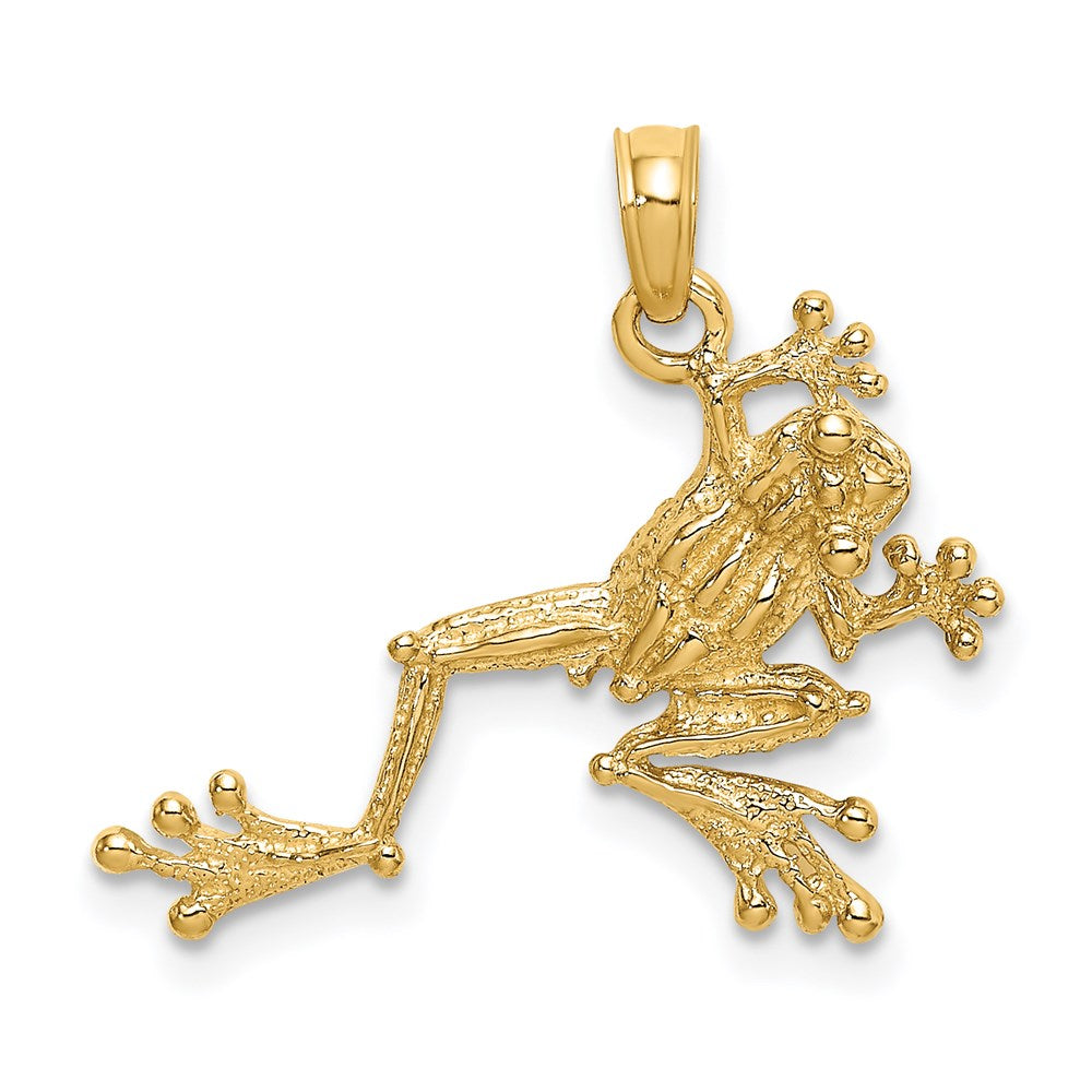 14K Yellow Gold 2-D Textured Frog Charm