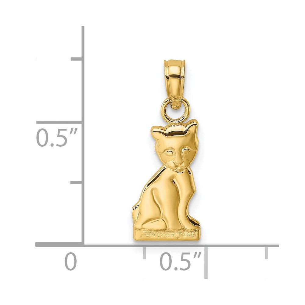 14K Yellow Gold Mini Sitting Kitten Charm