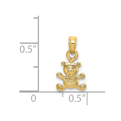 14K Yellow Gold 3-D Mini Teddy Bear Charm