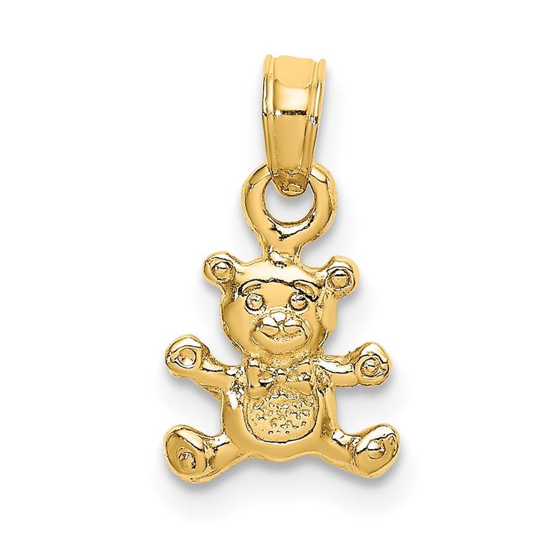 14K Yellow Gold 3-D Mini Teddy Bear Charm