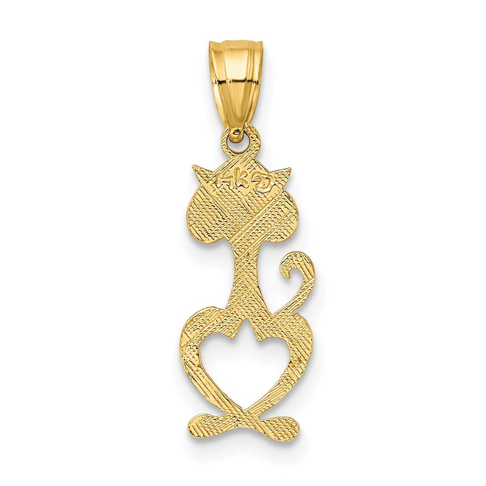 14K Yellow Gold Cut-Out Engraved Cat Charm