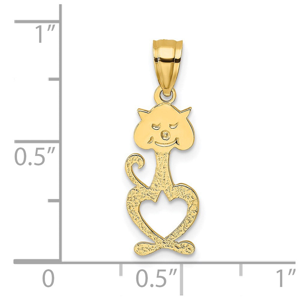 14K Yellow Gold Cut-Out Engraved Cat Charm