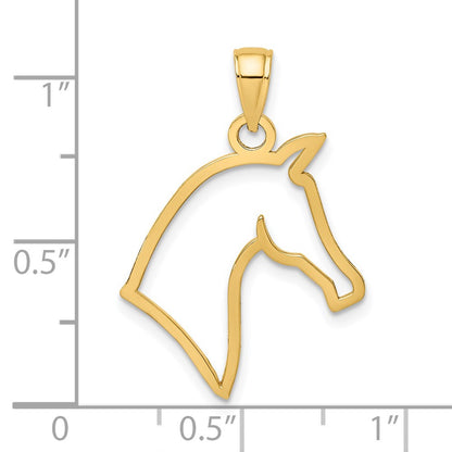 14K Yellow Gold Cut-Out Horse Head Profile Charm