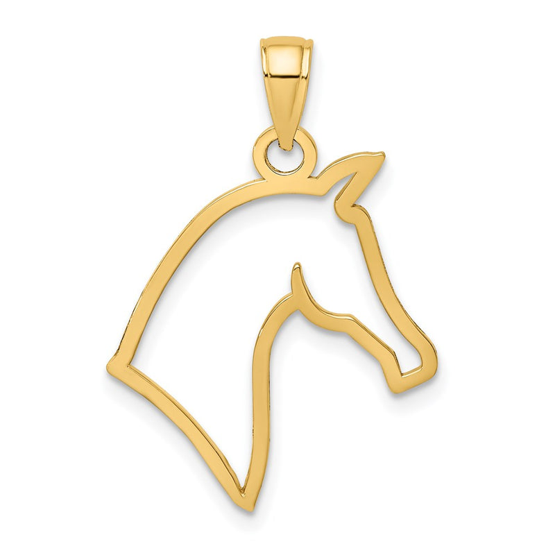 14K Yellow Gold Cut-Out Horse Head Profile Charm