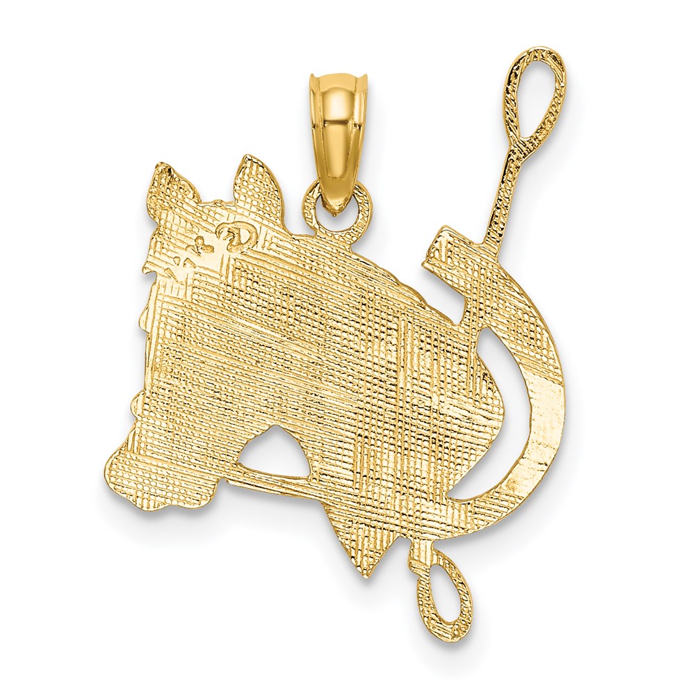 14K Yellow Gold Textured Horse Head And Shoe Charm
