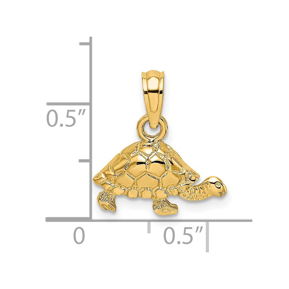 14K Yellow Gold Polished And Engraved Mini Turtle Charm