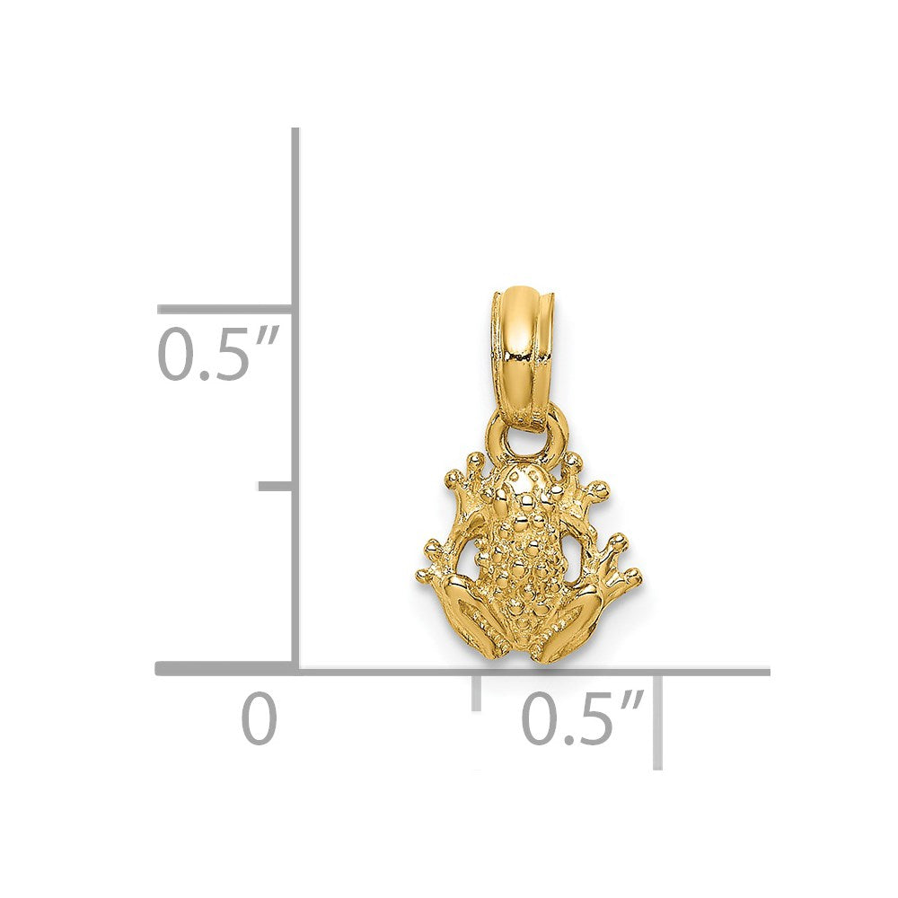 14K Yellow Gold 2-D Textured Miniature Frog Charm