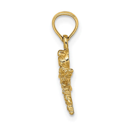 14K Yellow Gold 2-D Mini Dragonfly W/Cut-Out Wings Charm
