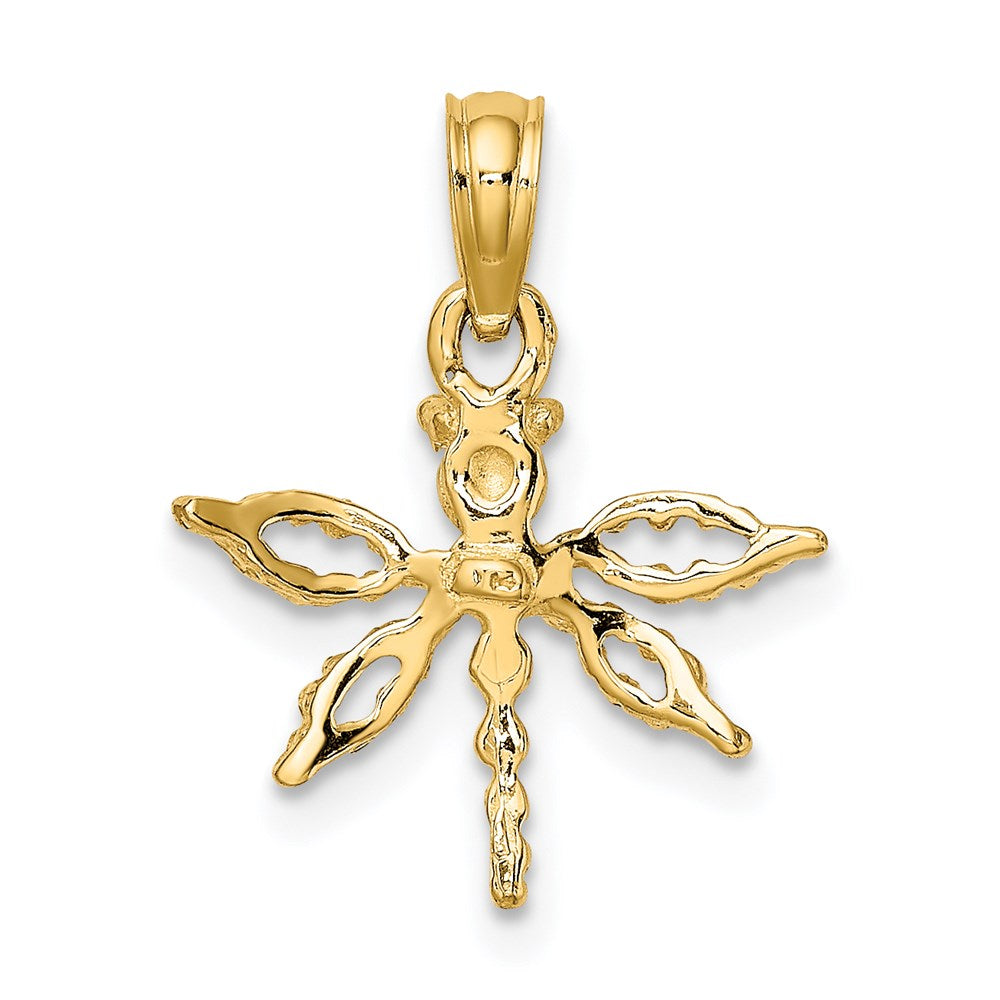 14K Yellow Gold 2-D Mini Dragonfly W/Cut-Out Wings Charm
