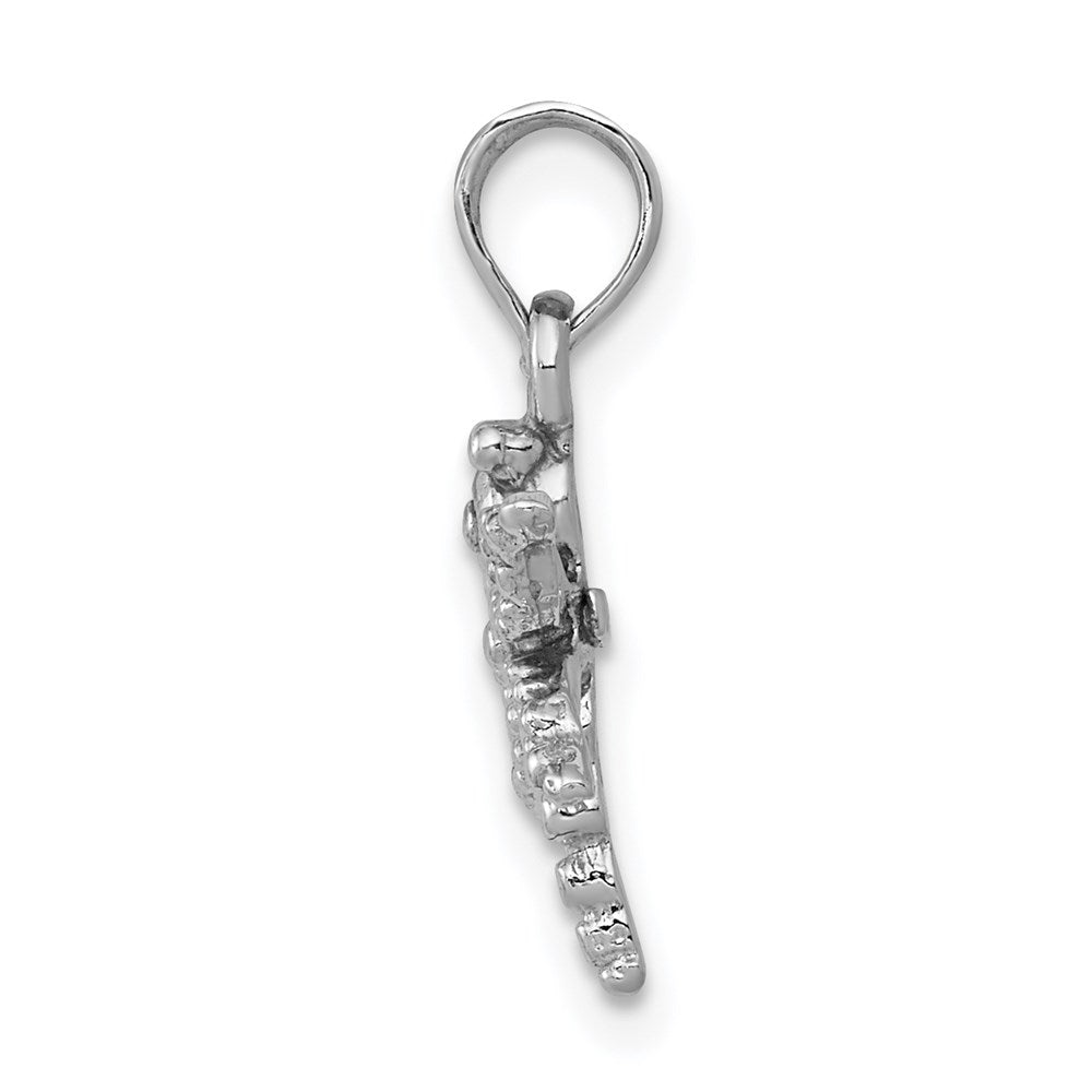 14K White Gold 2-D Mini Dragonfly W/Cut-Out Wings Charm