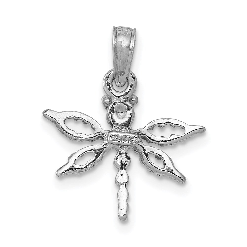 14K White Gold 2-D Mini Dragonfly W/Cut-Out Wings Charm