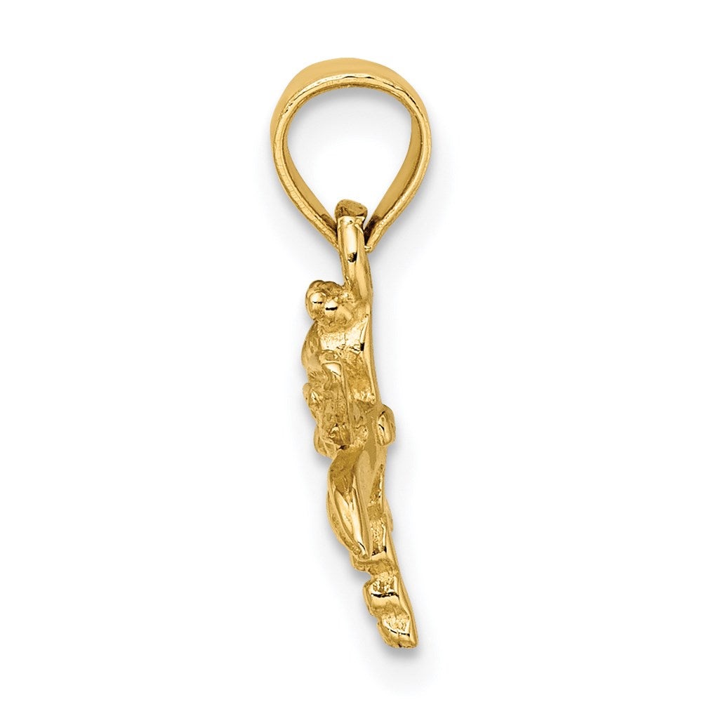 14K Yellow Gold 2-D Mini Dragonfly W/Solid Wings Charm