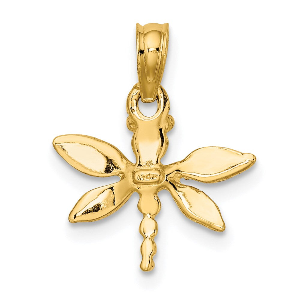 14K Yellow Gold 2-D Mini Dragonfly W/Solid Wings Charm