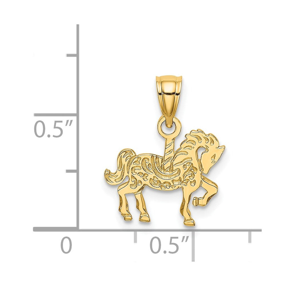 14K Yellow Gold Carousel Horse Charm