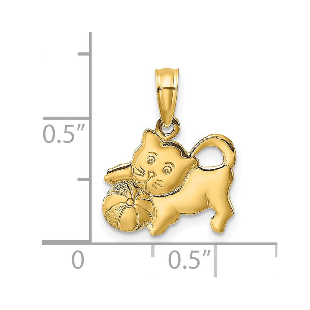14K Yellow Gold 3-D Polished Kitten Charm