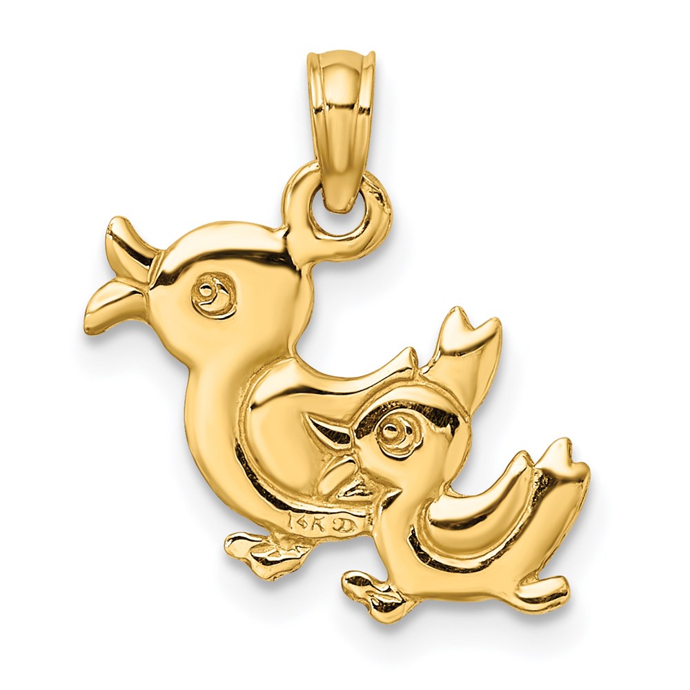 14K Yellow Gold 3-D Two Ducks Charm