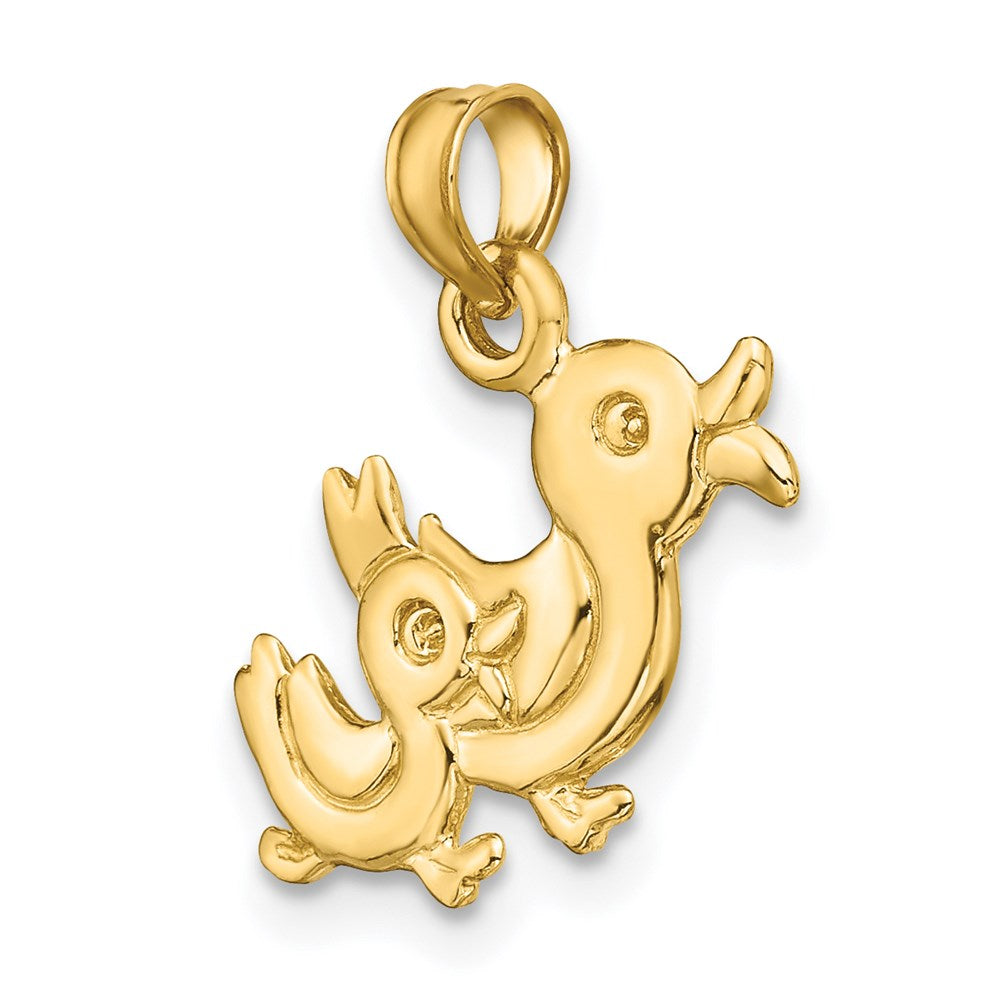 14K Yellow Gold 3-D Two Ducks Charm