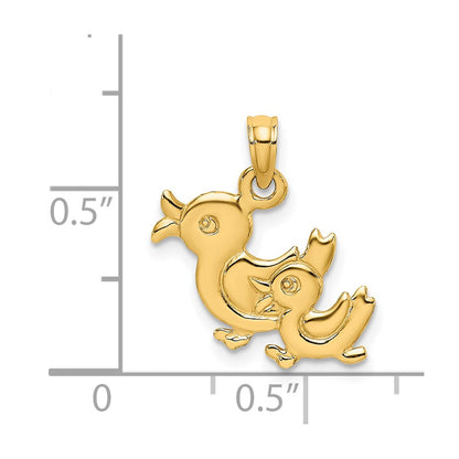 14K Yellow Gold 3-D Two Ducks Charm