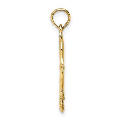 14K Yellow Gold 3-D Polished And Bow Sitting Cat Charm