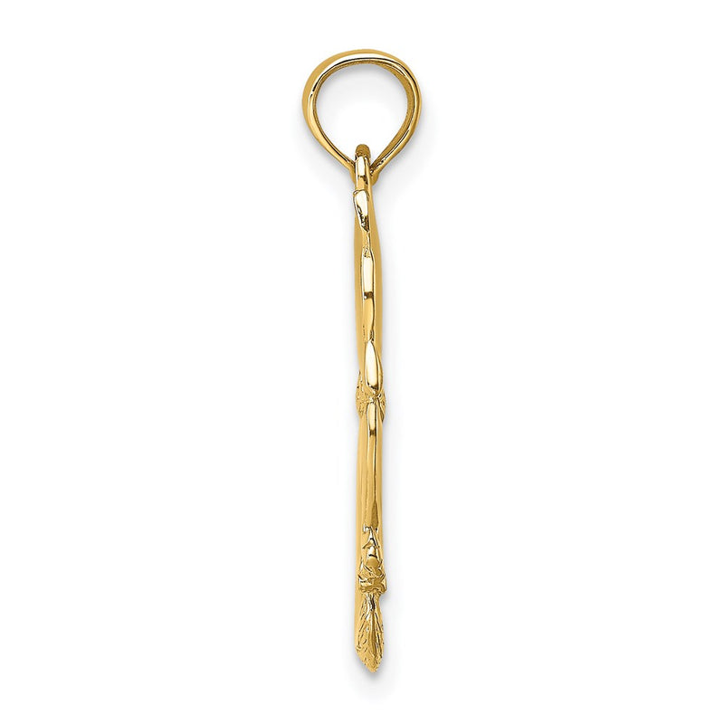 14K Yellow Gold 3-D Polished And Bow Sitting Cat Charm