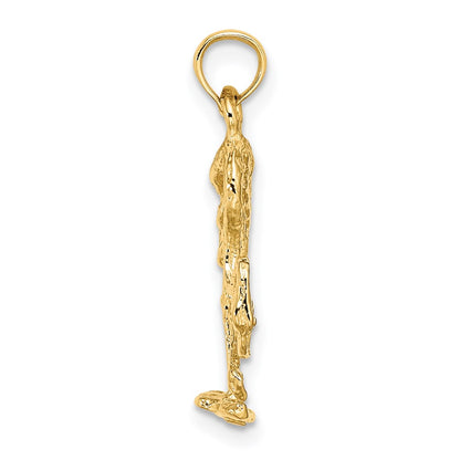 14K Yellow Gold 3-D Textured Flamingo Charm