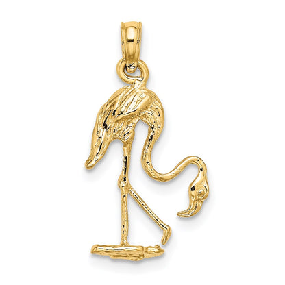 14K Yellow Gold 3-D Textured Flamingo Charm