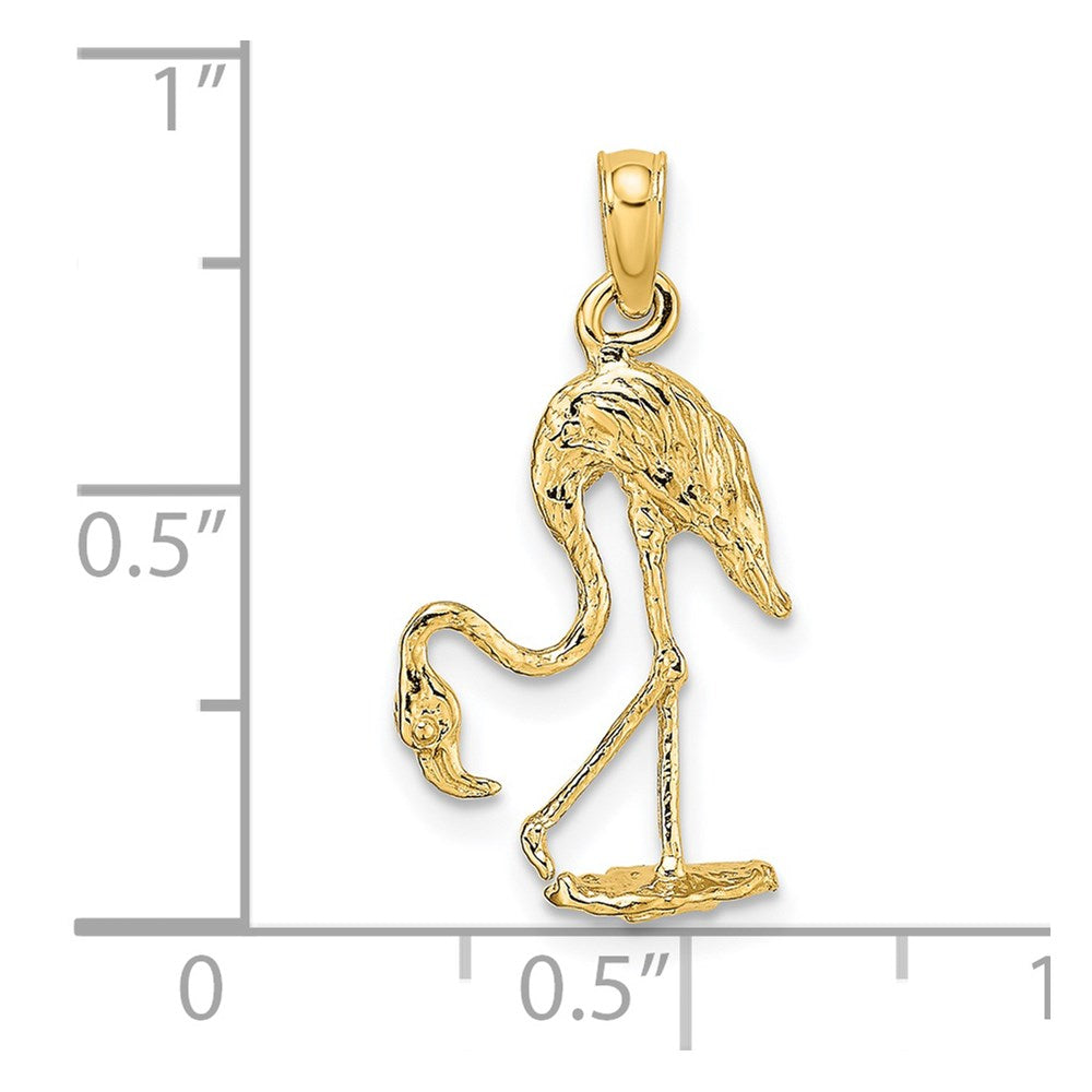 14K Yellow Gold 3-D Textured Flamingo Charm