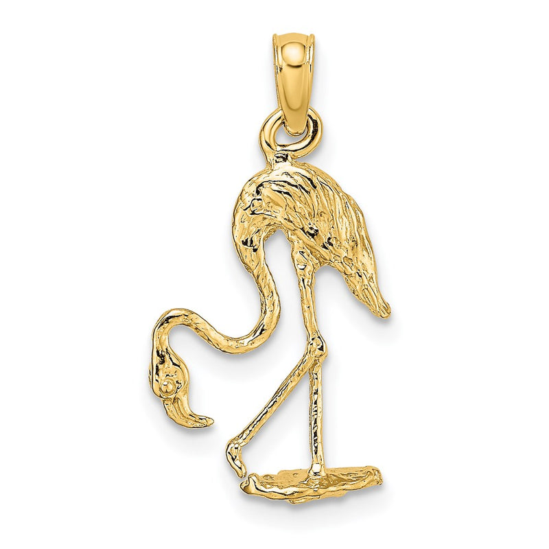 14K Yellow Gold 3-D Textured Flamingo Charm