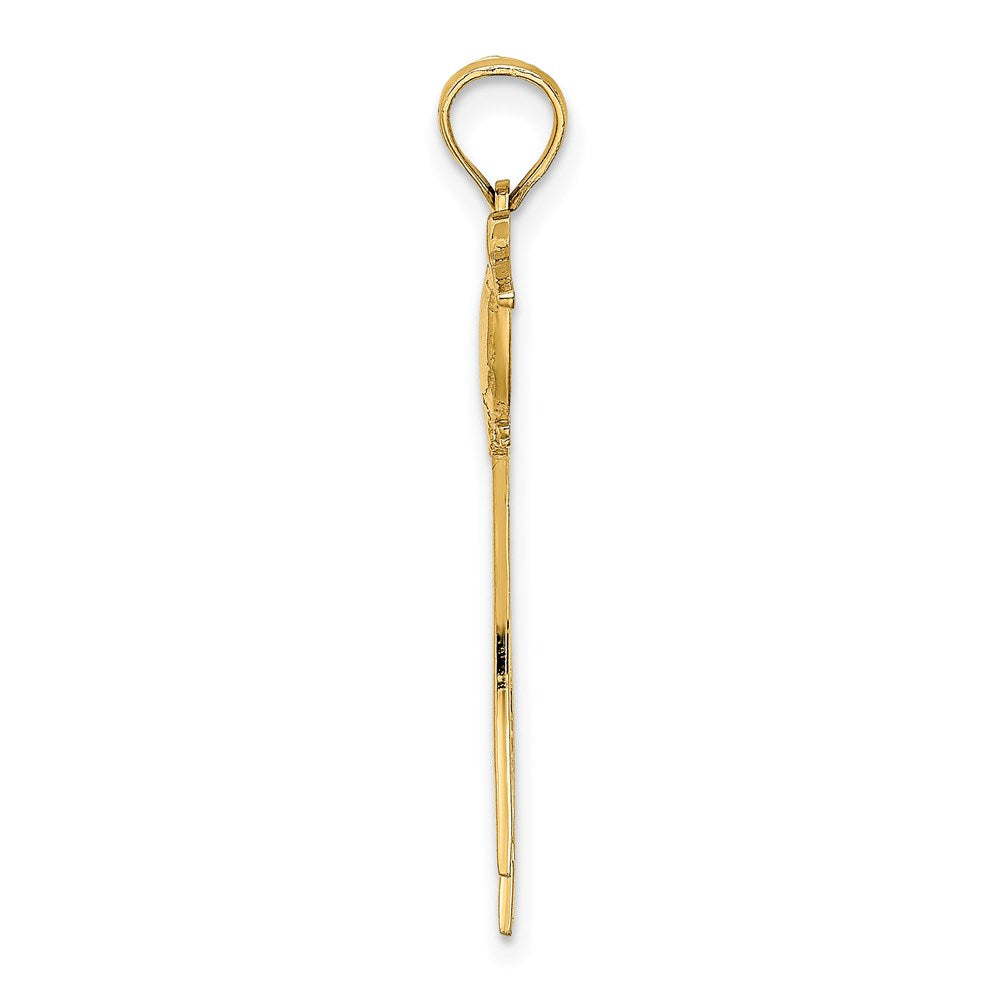 14K Yellow Gold Polished Bird W/ Long Tail Charm