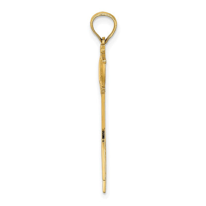 14K Yellow Gold Polished Bird W/ Long Tail Charm