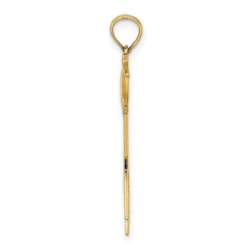 14K Yellow Gold Polished Bird W/ Long Tail Charm