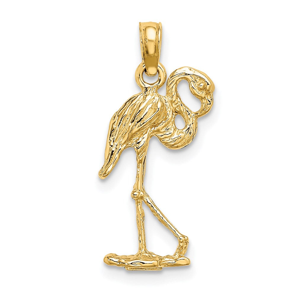 14K Yellow Gold 3-D Flamingo W/ Head Up Charm