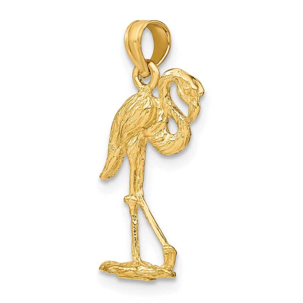 14K Yellow Gold 3-D Flamingo W/ Head Up Charm
