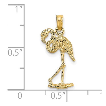 14K Yellow Gold 3-D Flamingo W/ Head Up Charm