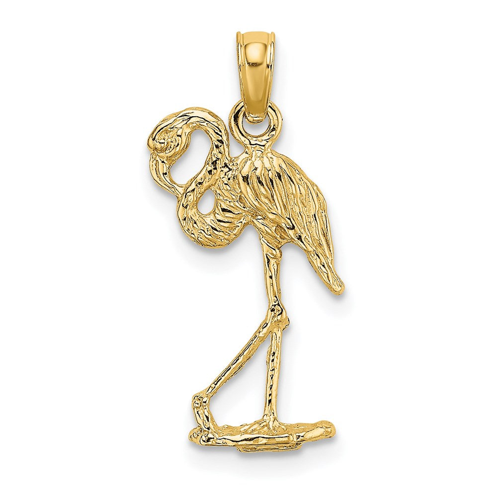 14K Yellow Gold 3-D Flamingo W/ Head Up Charm
