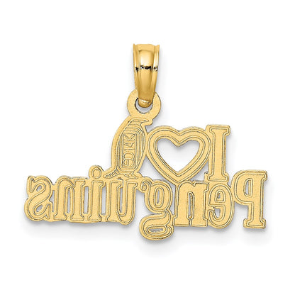 14K Yellow Gold I Heart Penguins W/ Penguin Charm