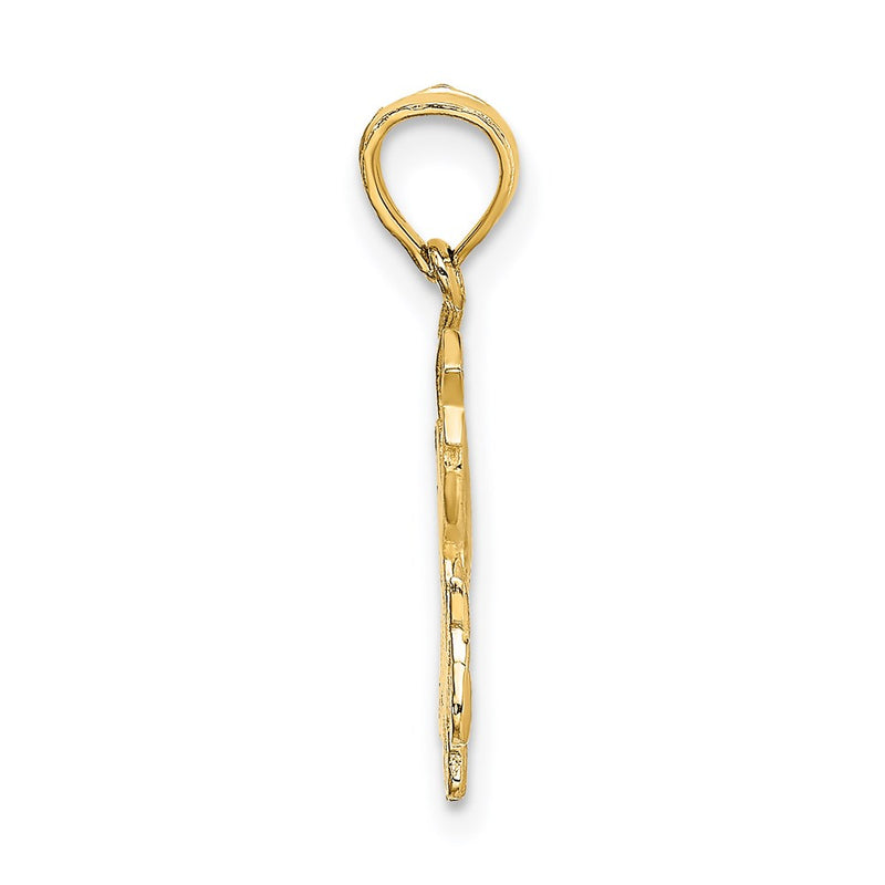 14K Yellow Gold Angel Holding A Star On Half Moon Charm
