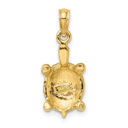 14K Yellow Gold Green Enamel Tortoise Charm