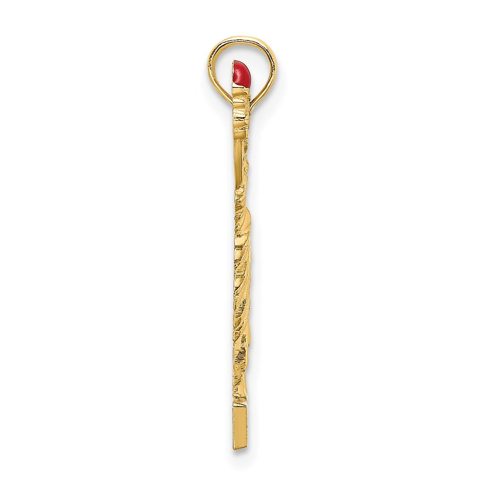 14K Yellow Gold W/ Enamel Flame Statue Of Liberty New York Charm