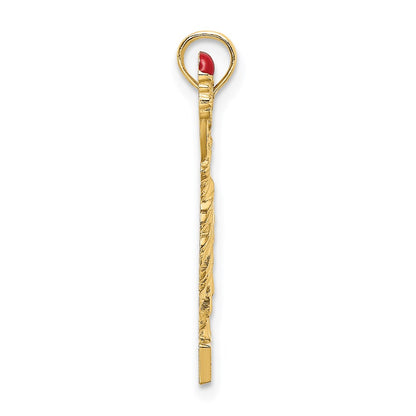 14K Yellow Gold W/ Enamel Flame Statue Of Liberty New York Charm