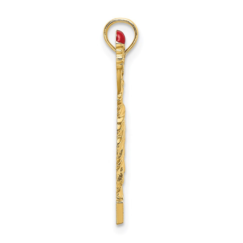 14K Yellow Gold W/ Enamel Flame Statue Of Liberty New York Charm